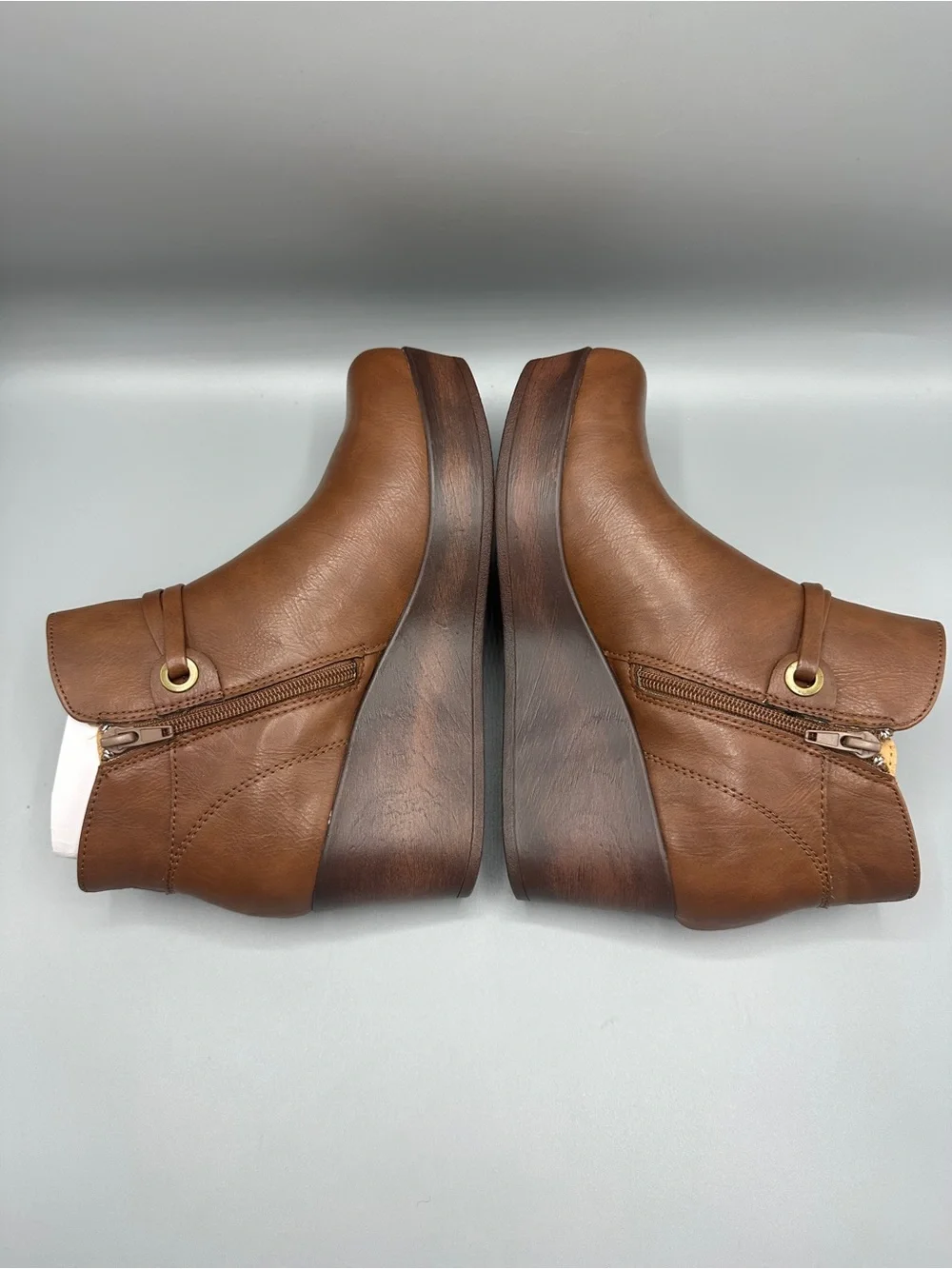 BOC By Born Faux Leather Zip Wedges Boots Women’s Size 9M Brown